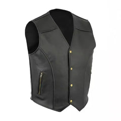 Hehope Streetwear Vintage PU Waistcoats Mens Fashion Buttoned V Neck Leather Vest Coat For Men Casual Sleeveless Slim PU Leather Jacket