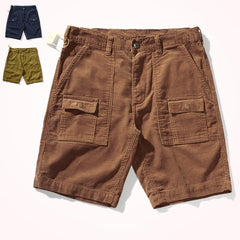 Hehope Japanese retro do old washing clothes men's casual shorts corduroy versatile five-point pants overalls tide