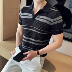 Hehope Summer Men's Hollow Out Patchwork Knitted Tee Male Loose Casual Fashion All-match Pullover Top Hombre Breathable Vintage T-shirt