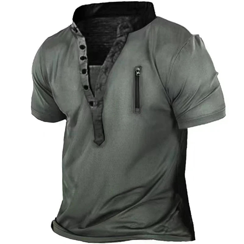 Hehope Men's Outdoor Tactical Hiking T-Shirts Military Army V-neck Shorts Sleeve Hunting Climbing Shirt Male Oversized Sport Clothes