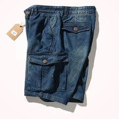 Hehope Summer Retro Casual Pants for Old Tooling Denim Shorts Men's Loose Versatile Five-point Pants