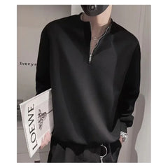 Hehope Men's Sweater Spring and Autumn Half Zip Long sleeved T-shirt Korean Style Underlay Top Plus Size Fashion Casual Top G0017