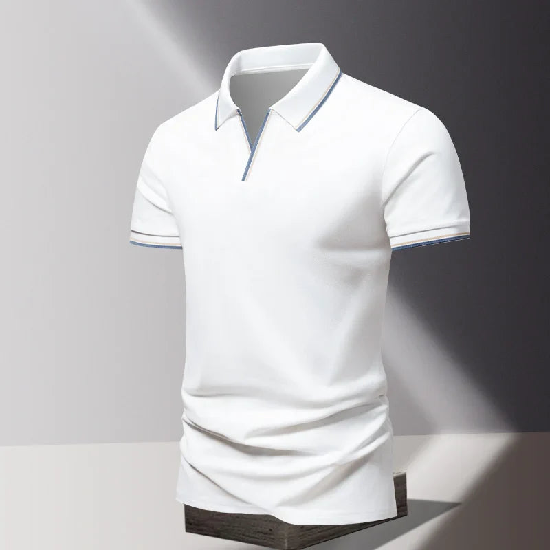 Hehope 2024 Summer Fashion American High Quality All Cotton Thin Lapel Short Sleeve Top Versatile Business and Casual Men's Polo Shirt