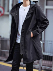 Hehope Spring Autumn Long Trench Coat Men Fashion Hooded Windbreaker Black Overcoat Casual Jackets Big Size 6XL 7XL 8XL