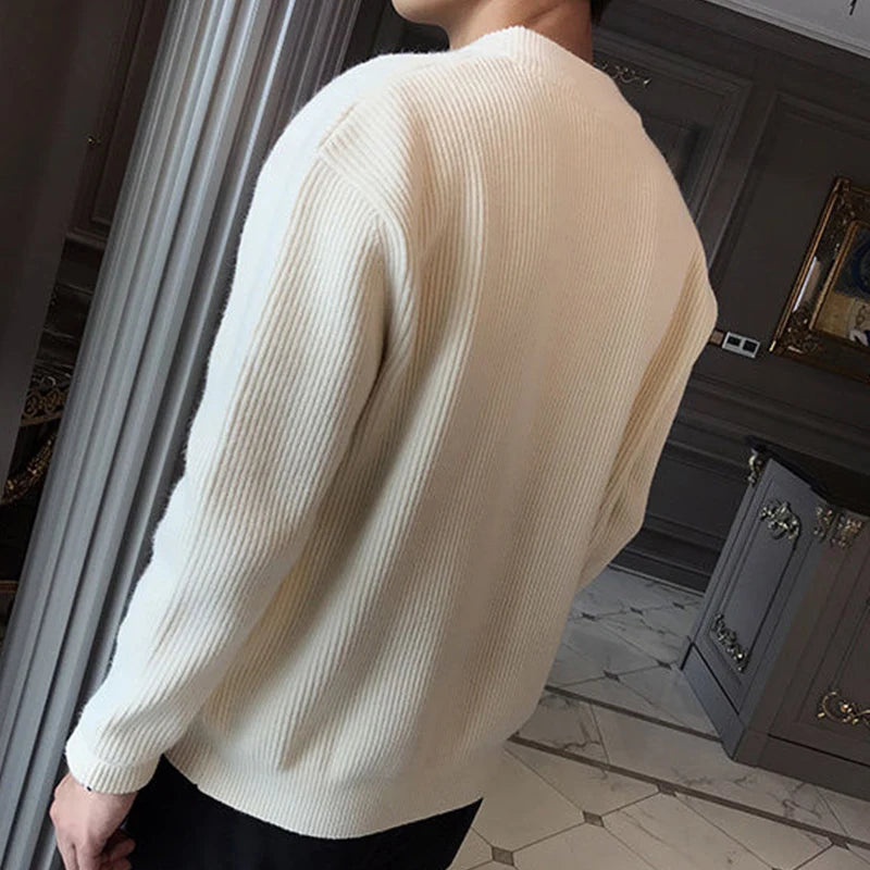 Hehope Autumn Winter Solid Color Long Sleeve Cardigan For Men Zipper Casual Sweaters Man Loose Fashion Streetwear Chic Male Clothes