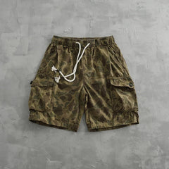 Hehope Vintage De Spot Camouflage Cargo Shorts Men's Loose Straight Leg Summer New Multi-pocket Quarter Pants Casual Pants Trend