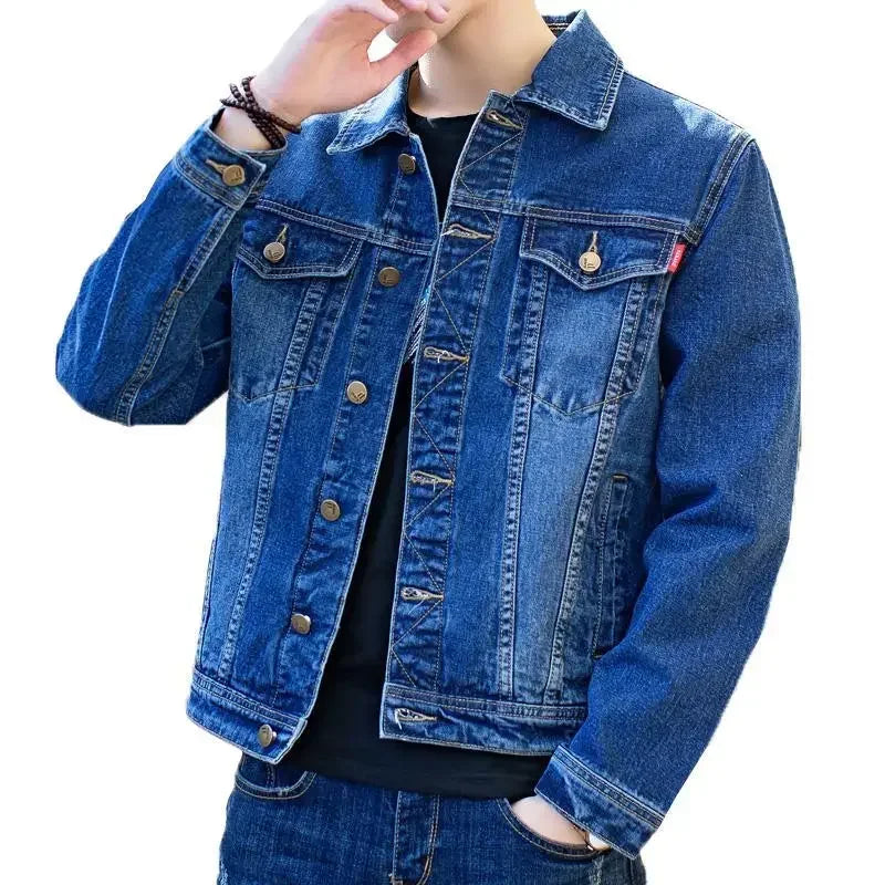 Hehope Men's Denim Jacket Short Casual Slim Black Male Jean Coats Button New in High Quality Trendy Cheap Price Stylish Low Cost Size L