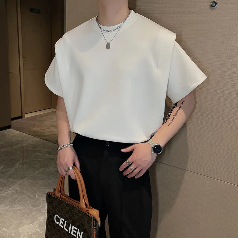 Hehope Summer Short Sleeve T-shirt Men Fashion Black White Oversized T Shirt Men Streetwear Korean Loose Round Neck Tshirt Mens Top