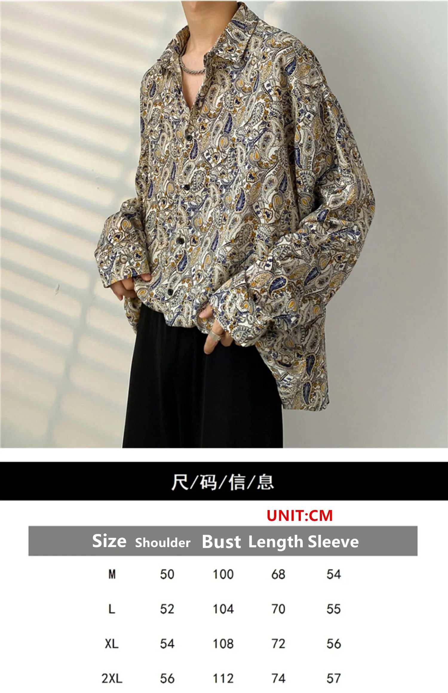 Hehope Spring Autumn New Cashew Flower Print Long-sleeved Shirt Korean style Loose Casual Tee Tops Men All-Match Blouse