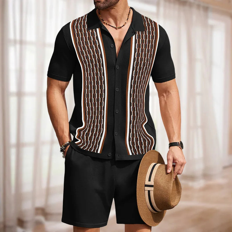 Hehope Summer Male Ice Silk Short-sleeved Two-piece Set Business Casual Men's Suit Men's Clothing High Quality Men's Two-piece Set Gym