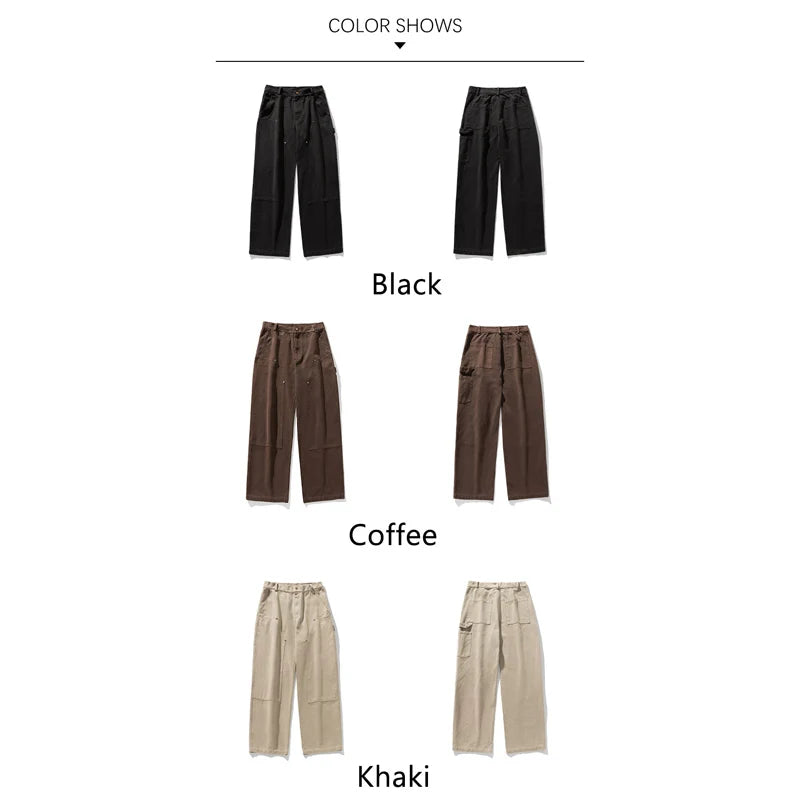 Hehope Brand 100%Cotton Retro Lumber Cargo Pants Men Autumn Winter New Japan Baggy Casual Pants Mans Fashion 2024 Streetwear