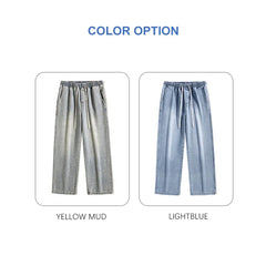 Hehope Brand Casual Pants Men 2024 Summer New Loose Solid Color Jeans Men Fashion Mid Straight Wide Leg Pants Men Baggy Jeans