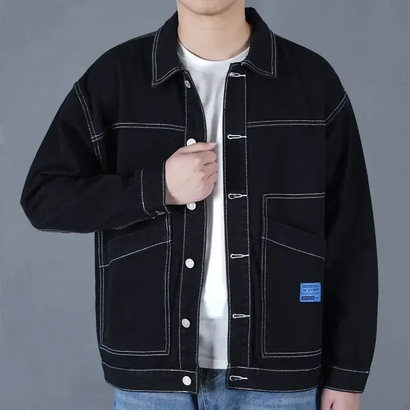 Hehope Denim Jackets Man Blazer Cargo Black Jeans Coat for Men Clothing Outwear Fast Delvery Cheap Price Stylish Branded Fashion New In