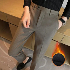 Hehope Autumn Winter Thickened Starry Sky Woolen Suit Pant High Quality Men Business Slim Dress Pants Men  Social Casual Pants