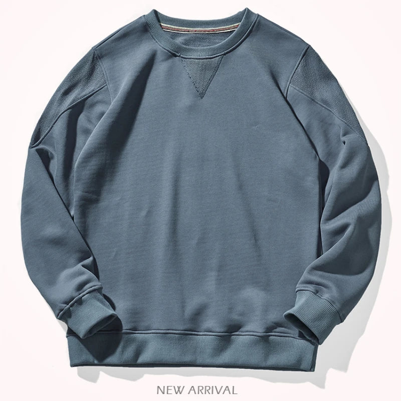 Hehope Heavyweight cotton top men's new autumn round neck cotton Pullover Sweater