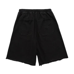 Hehope American street creative denim shorts men's and women's retro hip-hop loose five-point pants