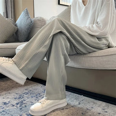 Hehope Summer Pleated Pants Men Fashion Oversized Ice Silk Pants Men Japanese Streetwear Loose Straight Pants Mens Casual Trousers