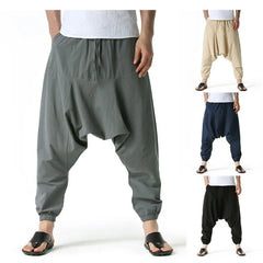 Hehope New Men Harem Pants Sweatwear Baggy Casual Yoga Loose Cotton Sport Jogging Pants Cross Pants for Men Japanese Streetwear