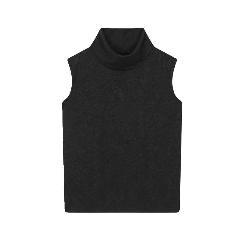 Hehope 2024 Men's Fashion T-shirt Ruffled Collar Sleeveless Tees Chic Tank Top Man Hip Hop Streetwear Summer Pullover Wear