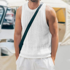 Hehope Summer Thin Knitted Tank Tops For Mens Casual Solid Color Slim Crew Neck Sleeveless Camisoles Men Streetwear Fashion Knit Vests