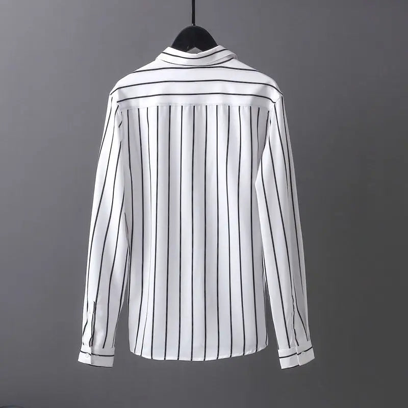 Hehope New Spring and Autumn Fashion Stripe Long Sleeve Fashion Casual Light Mature Style Design Sense Youth No Iron Shirt