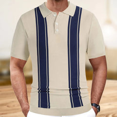 Hehope Streetwear Vintage Knitted Striped Polo Shirt Men Fashion Slim Short Sleeve Polos Summer Mens Knitwear Casual Ice Silk Polo Tops