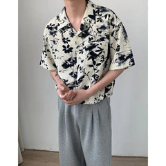 Hehope Summer Short Sleeved Shirt Men Oversized Printed Casual Shirt Men Streetwear Korean Loose Flower Shirts Mens Hawaiian Shirt