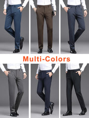 Hehope New Autumn Men's Pants Stretched Nylon Slim Fit Chinos Male Business Casual Work Straight Long Slacks Male Suit Trousers