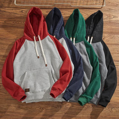 Hehope Add fleece and thickening heavy retro long-sleeved hipster hoodie male niche couple loose casual coat