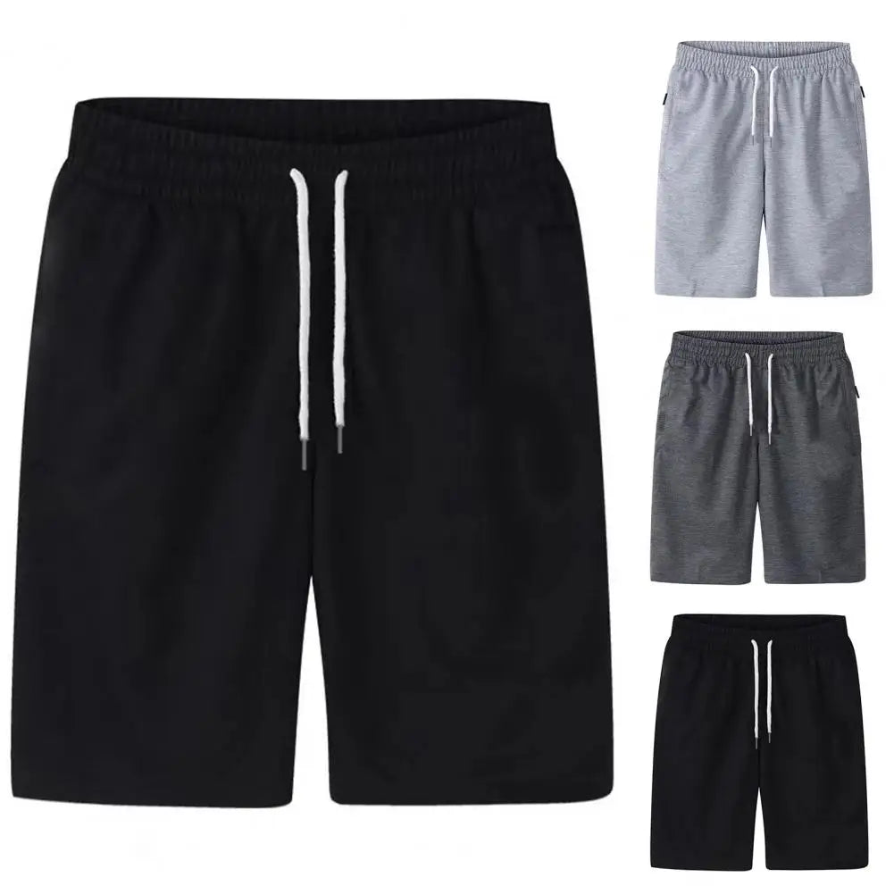 Hehope Shorts Elastic Waist Thin Loose Pockets Outwear Keep Cooling Drawstring Solid Color Summer Cargo Shorts Men Clothes