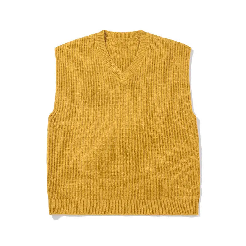 Hehope Men's V-neck Sweater Vest Trendy Tank Top Knit Winter Korean Style Sweater Vest Pullover Coat