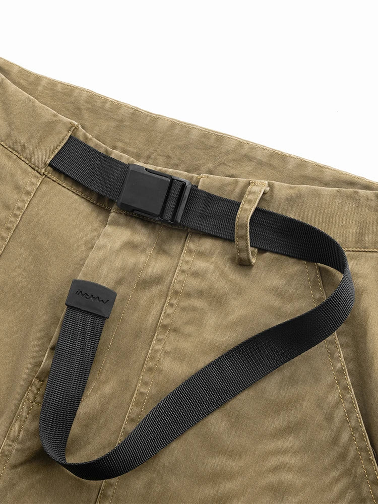 Hehope New Autumn Men's Casual Pants Solid Color Washed Cotton Wide Leg Baggy Trousers for Men Straight Cargo Pants With Belts