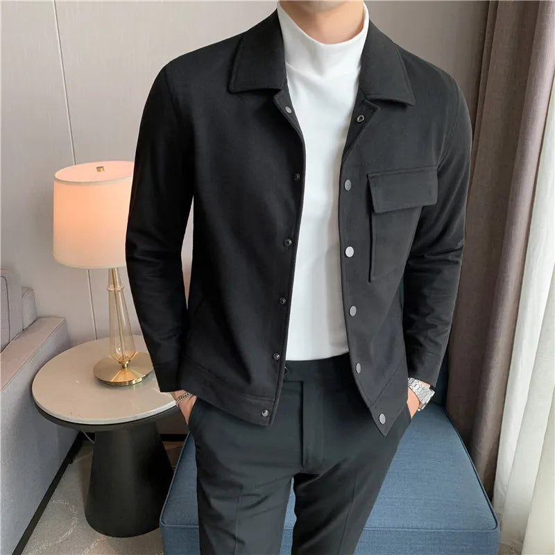 Hehope Brand Clothing Men Spring High Quality Casual Woollen Jackets/Male Fashion Solid Color Slim Fit Short Casual Coats S-3XL