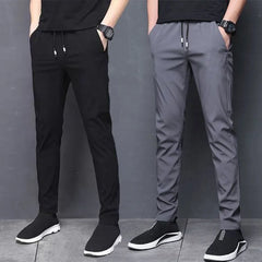 Hehope New Spring and Autumn Men's Fashion Trend Thin Elastic Loose Straight Sleeve Business Casual Versatile Sports Feet Pants