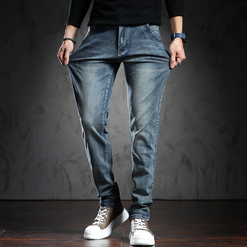 Hehope High Quality Blue Skinny Jeans Men Spring Summer Slim Fit Denim Jeans Men Cotton Stretch Denim Pants Cowboy