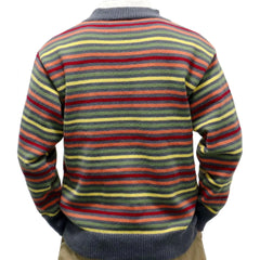 Hehope Autumn Winter Stripe Sweater O-Neck Slim Fit Men’s Retro Knitted Pullover Stitching Color Design Classic Sweaters Men Clothing