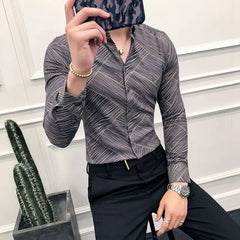 Hehope Summer KPOP Fashion Style Harajuku Slim Fit Ropa Hombre Loose Casual All Match Shirt Cardigan Printed Button Long Sleeve Blusa