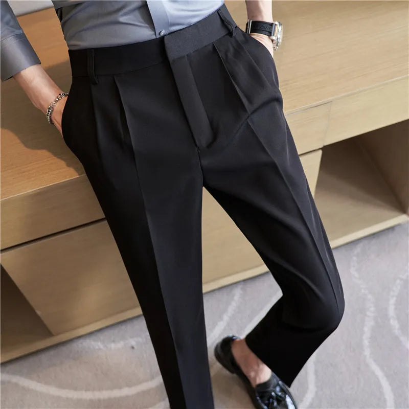 Hehope Men Suit Pants Autumn British Style Slim Fit Solid Casual Pantalon Homme Wedding Party Formal Dress Trousers Men Clothing