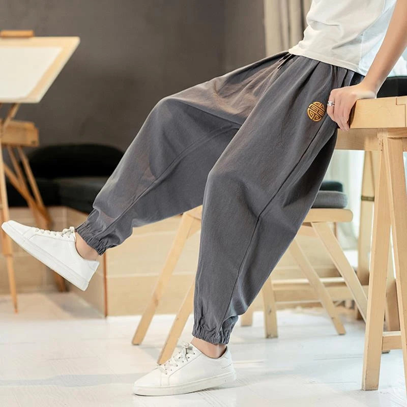 Hehope Simplicity Handsome Loose  Pants Pockets Solid Color Comfortable Man Patchwork Fashion Casual Spring Summer Men's Clothing