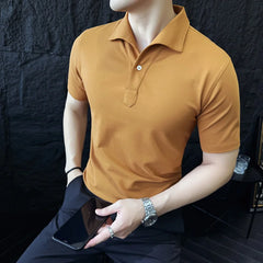 Hehope Men's Short-sleeved Summer Polo Shirts/Male Slim Fit Fashion Business Polo Shirts/Man Solid Color T-shirts Plue Size M-4XL