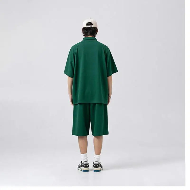 Hehope XXXL Fashion Men 2 Piece Suit Streetwear Summer Casual Short Sleeve T-Shirt + Short Trousers Male Sportswear Large Size S-3XL