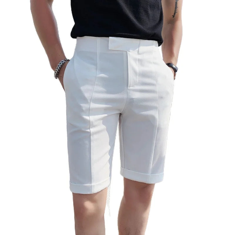 Hehope Mens Suit Shorts Summer New Simple and Versatile Business Fashion Slim Five-point Pants High-quality Mens Clothing Shorts