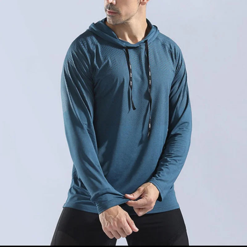 Hehope Autumn New Thin Casual Sports Loose Hoodies T-shirt Printed Sweat Absorbing Running Shirt Training Quick Drying Long Sleeved Top