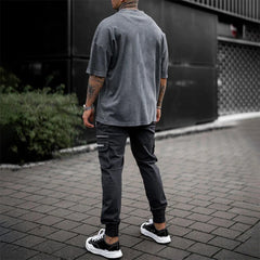 Hehope Streetwear Men's T-Shirts Summer New Casual Pure Color Oversize Short Sleeve T Shirt Hip Hop Men Clothing Fashion Pullover Tees