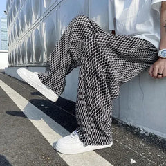 Hehope Men's Casual Pants Hip Hop Hippie Trousers Male Plaid Loose Summer Stylish Korean Style Y2k Cotton Long New in Free Shipping