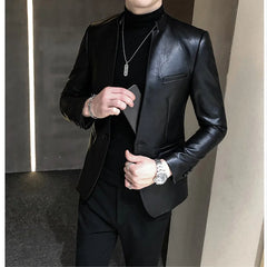 Hehope Brand Clothing Fashion Men's High Quality Casual Leather Jacket Male Slim Fit Business Leather Suit Coats/Man Blazers 4XL