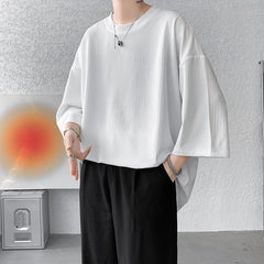 Hehope High Quality Men Oversized Ice Silk T Shirts Summer Mens Half Sleeve Fashions Harajuku T-Shirt Male Solid Color Daily Tees