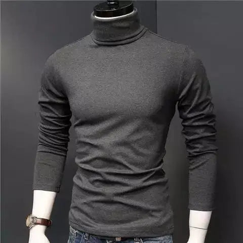 Hehope Korean Thin Half High Collar Base Shirt Men's Solid Casual Versatile Fashion Temperament Simple Patchwork Daily Long Sleeved Top