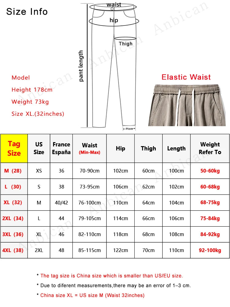 Hehope Spring Autumn Men's Jeans Fashion Gradient Drawstring Lyocell Wide-Leg Straight Denim Pants Casual Cotton Baggy Jean Trousers