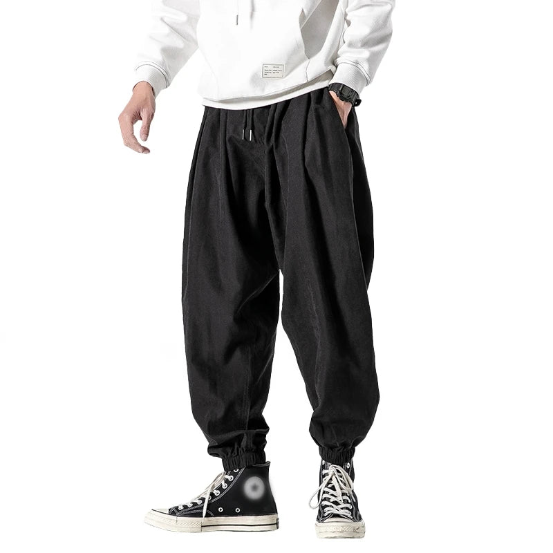 Hehope Men's Pants Hip Hop Autumn New Casual Wide Leg Sweatpant Fashion Jogger Trousers Harem Pant Large Size 5XL